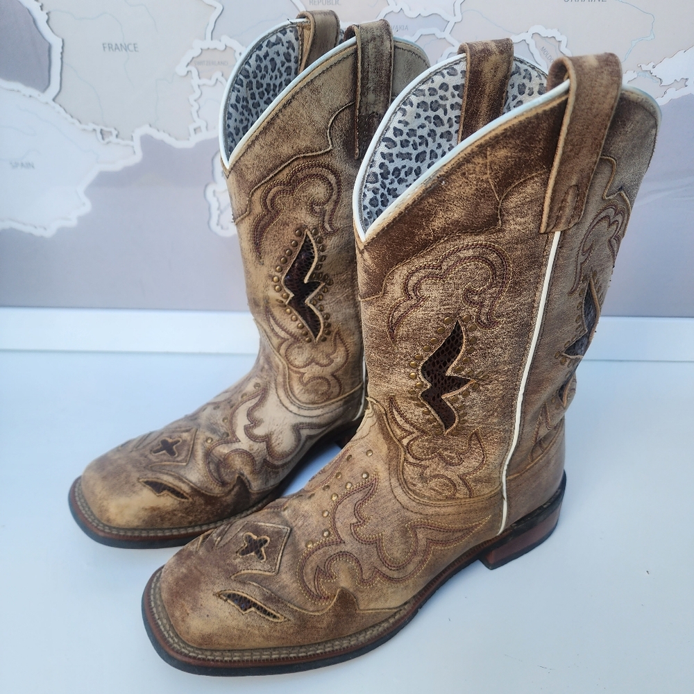 Laredo Spellbound Western Boots Goat Sanded Real Leather Size 9.5 - Picture 2 of 16